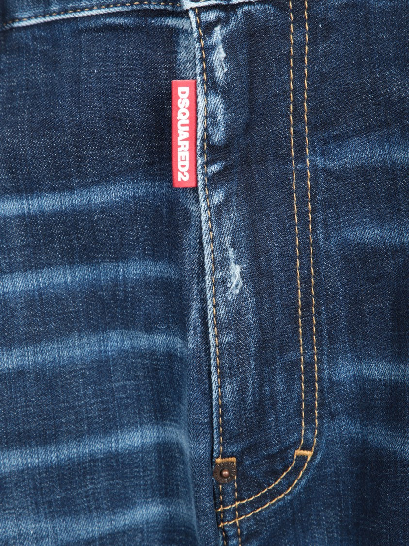 Dsquared2 Gradient Wash Denim Trousers With Distressed Detailing
