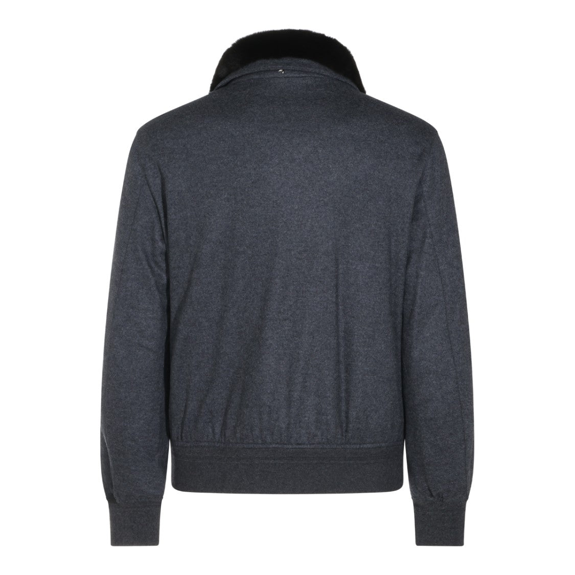 Montecore Dark Grey Jacket With Plush Black Fur Collar And Minimalistic Design