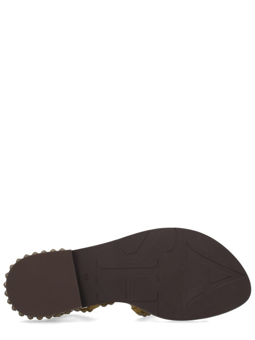 Ash Neutrals Precious Studded Cage Leather Sandals