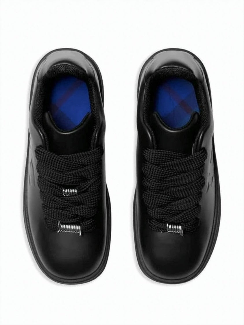 Burberry Monochromatic Black Leather Sneakers