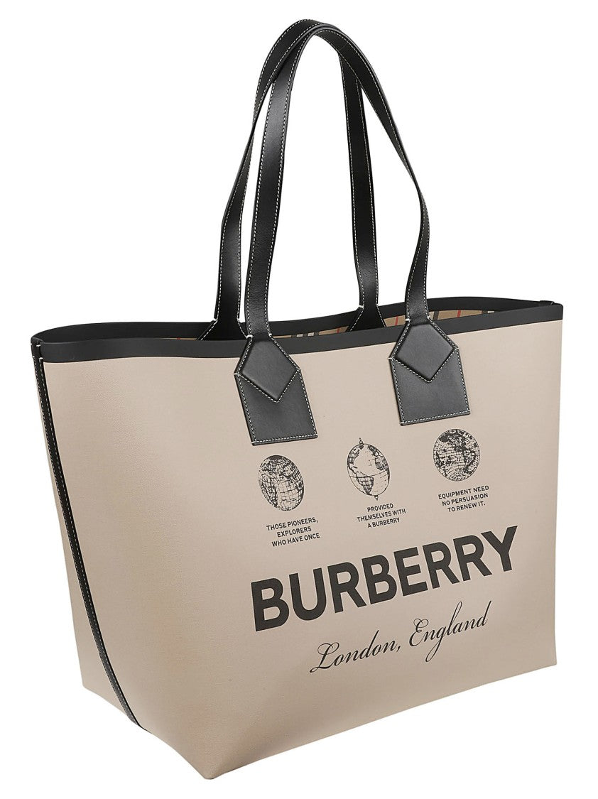 Burberry Structured Beige Tote Bag