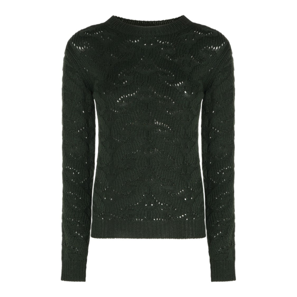 Etro Open-Knit Black Sweater With Floral Design And Ribbed Accents