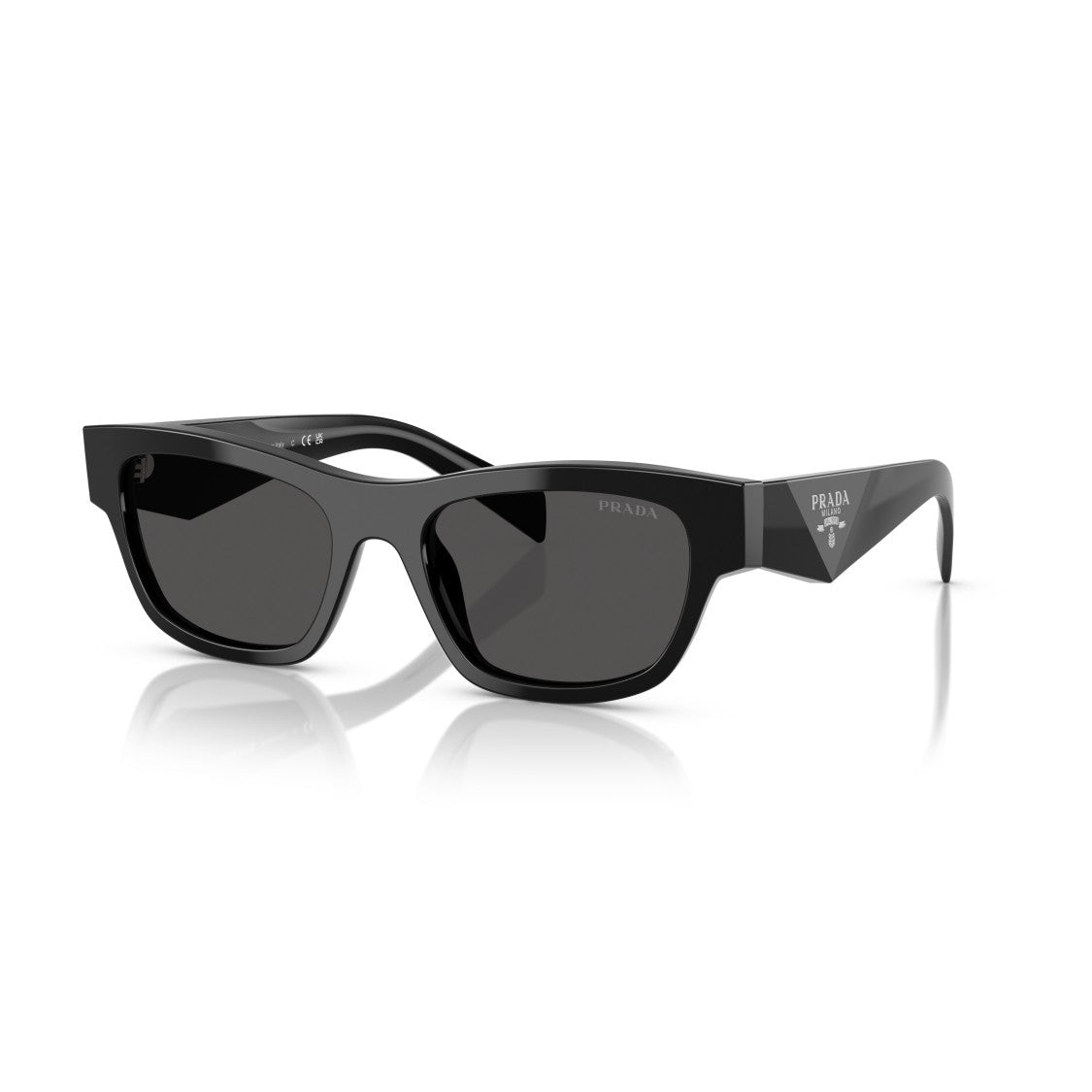 Prada 0Pr B09s Bold Rectangular Frame Black Acetate Sunglasses