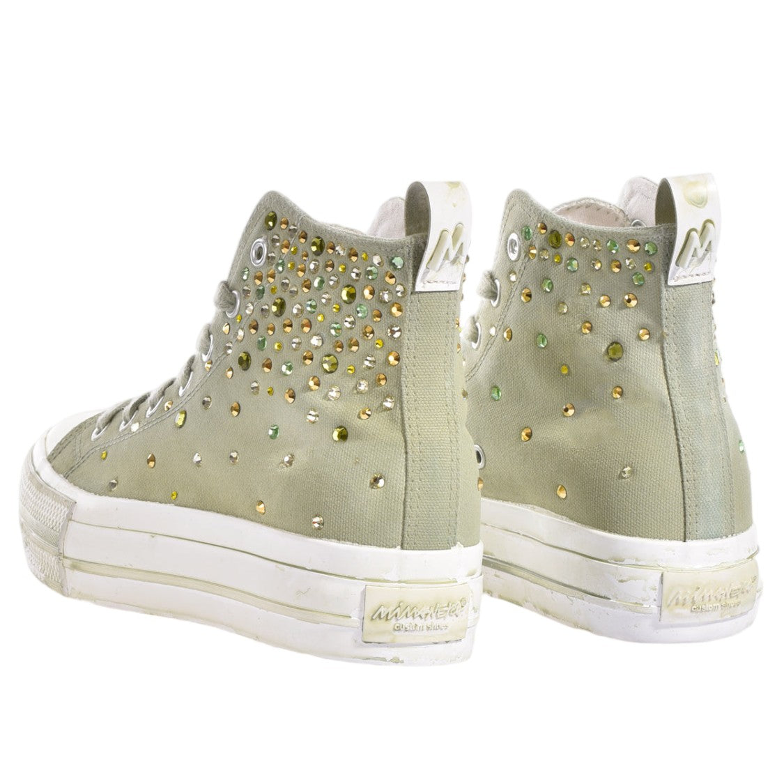 Mimanera Olive Darling Handcrafted Swarovski Platform Sneakers