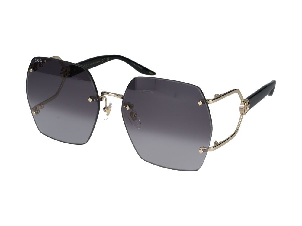 Gucci Gold Gg1562s Oversized Square Metal Sunglasses