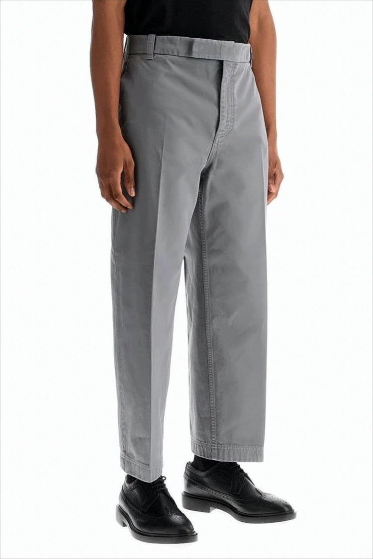 Thom Browne Straight Grey Pants With Mid-Rise Waist And Tailored Silhouette