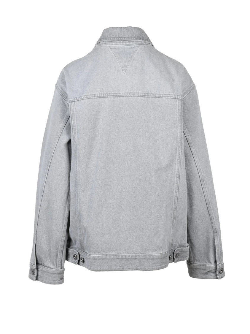 Bottega Veneta Light Grey Washed Unlined Cotton Denim Jacket