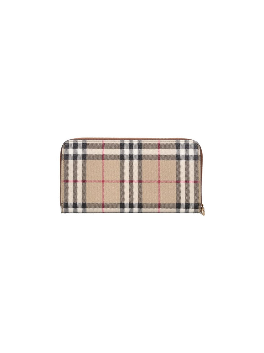 Burberry Beige Check Zip-Around Wallet