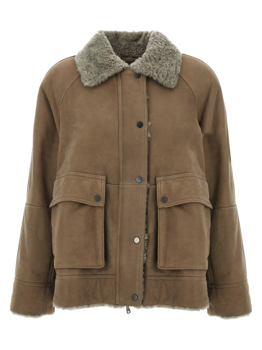 Brunello Cucinelli Brown Fuzzy Nappa Jacket