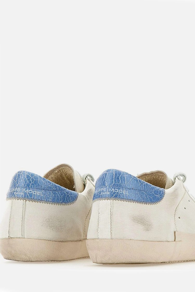 Philippe Model White Prsx Distressed Suede Toe Cap Leather Sneakers