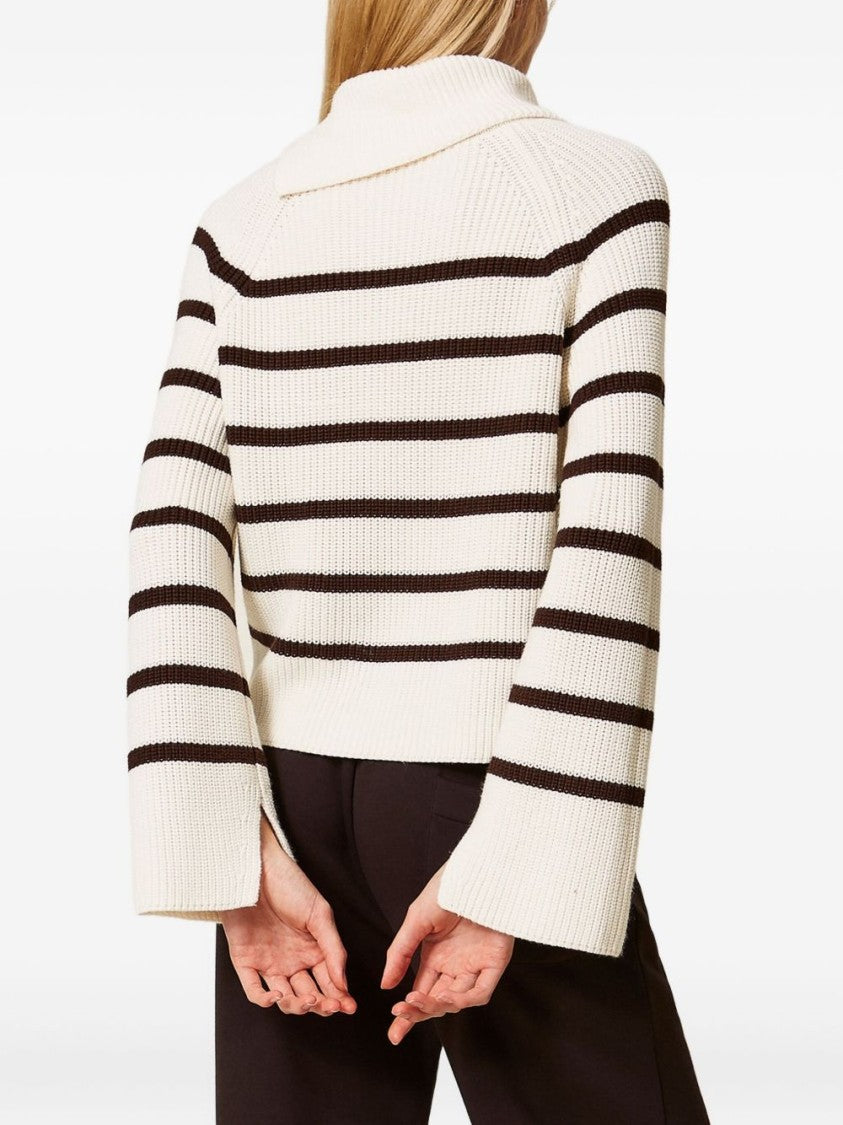 Twinset U&B Ribbed Knit Sweater With Asymmetrical Neckline