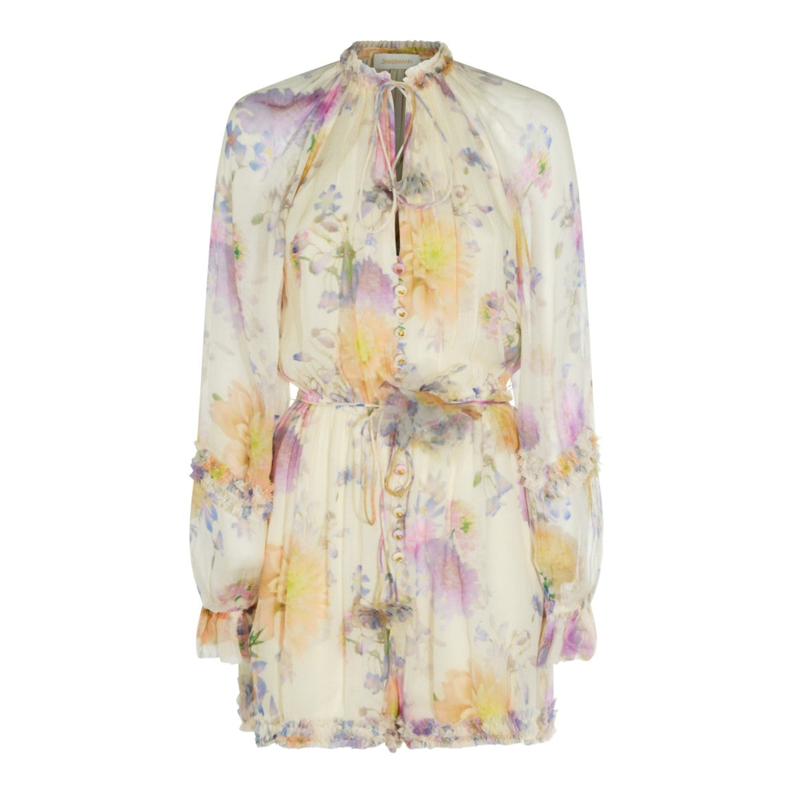 Zimmermann Floral Print Mini Dress With Ruffled Details