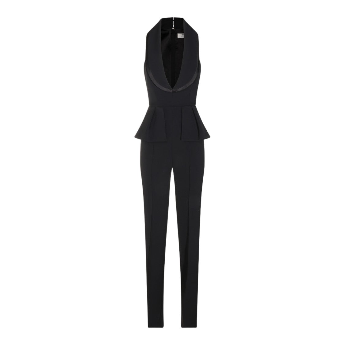 Elisabetta Franchi Satin-Trimmed Peplum Jumpsuit