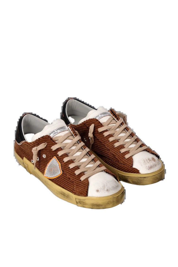 Philippe Model Brown Vintage Effect Aged Sole Velvet Sneakers
