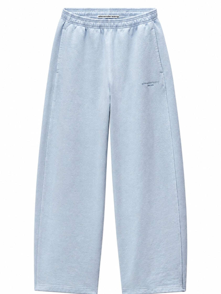 Alexander Wang Grey Crystal Logo Elasticated Cotton Pants