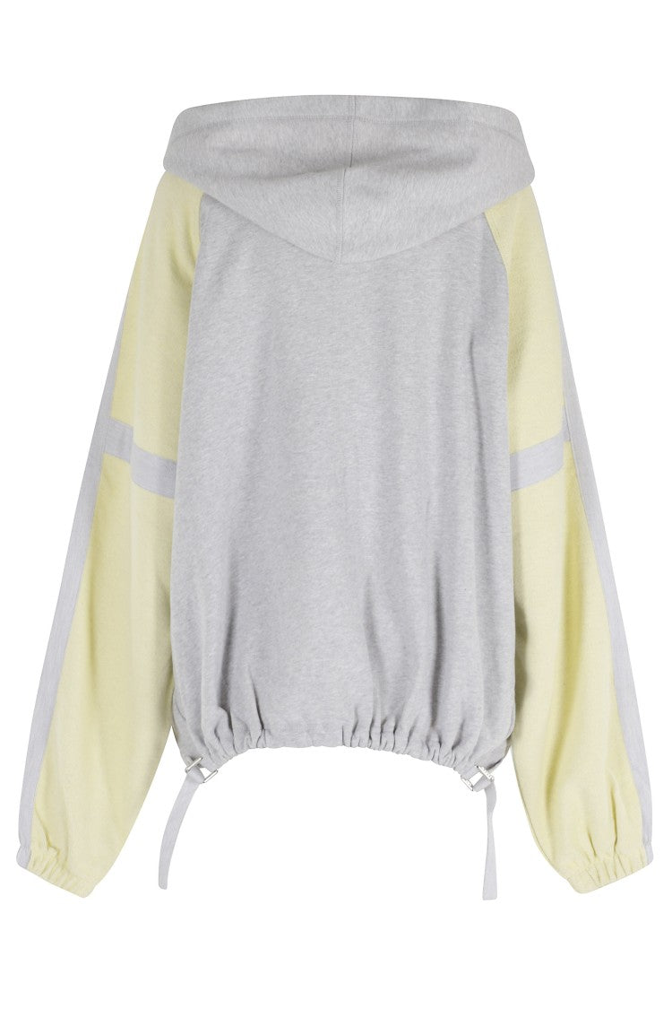 The Attico Gray Yellow Hooded Oversized Cotton Sweatshirt