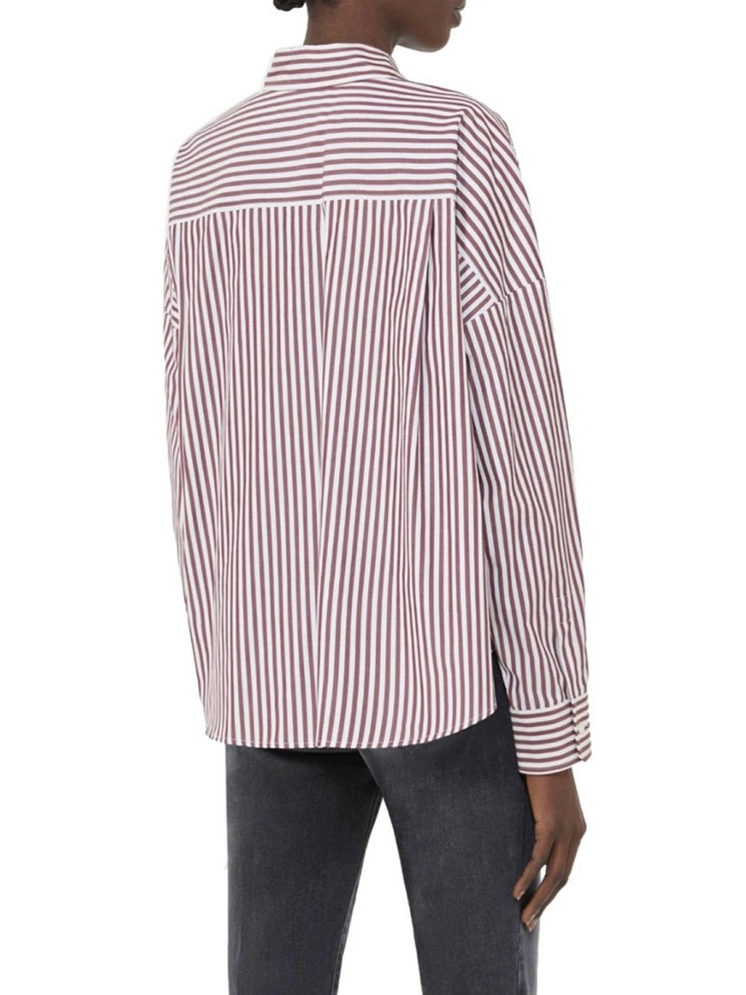 Max Mara Bordeaux Striped Cotton Linen Shirt
