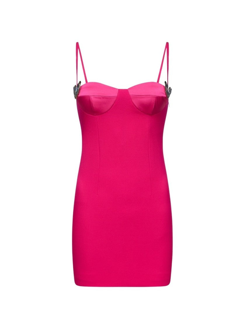 Area Crystal Heart Mini Dress Raspberry