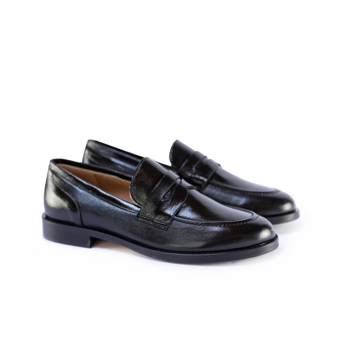 Ton Gout Polished Black Latex Leather Mocassino Sandra