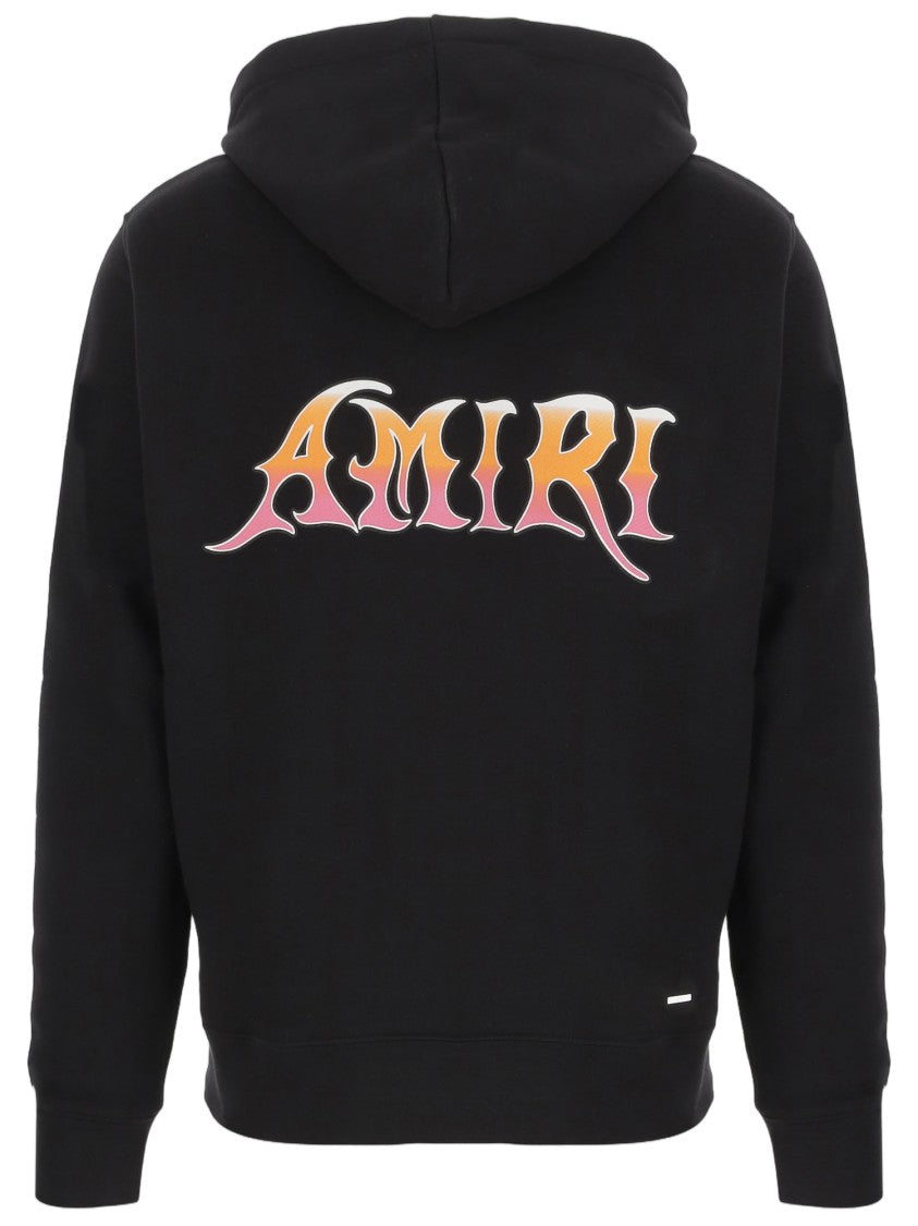 Amiri Black Cotton Hoodie With Bold Logo Details