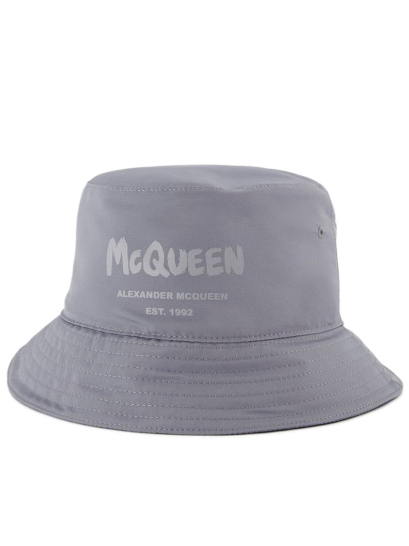 Alexander Mcqueen Tonal Graffiti Bucket Hat - Synthetic - Grey