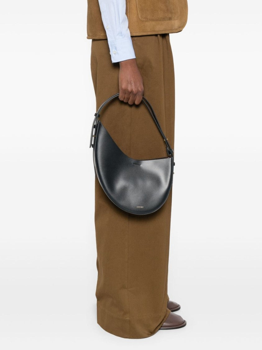 Soeur Crescent-Shaped Bordeaux Leather Shoulder Bag
