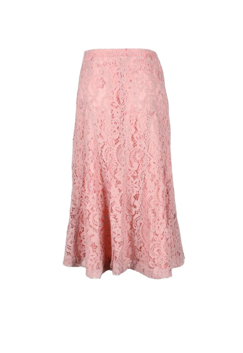 Semi Couture Antique Pink Lace Cotton-Blend Long Skirt