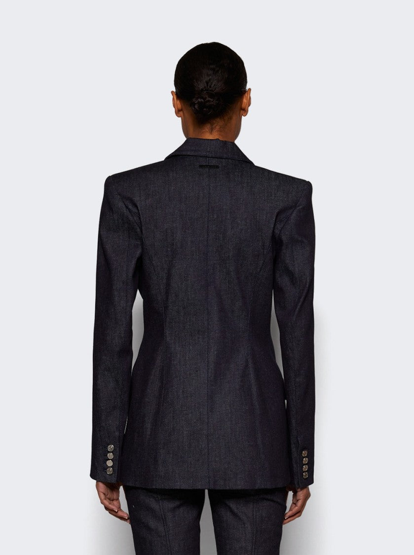 Mugler Pierced Tailored Jacket Raw Blue