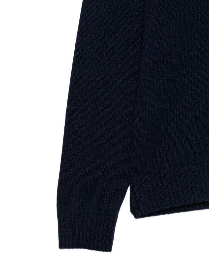 Aspesi Black Minimalist Ribbed Crewneck Sweater