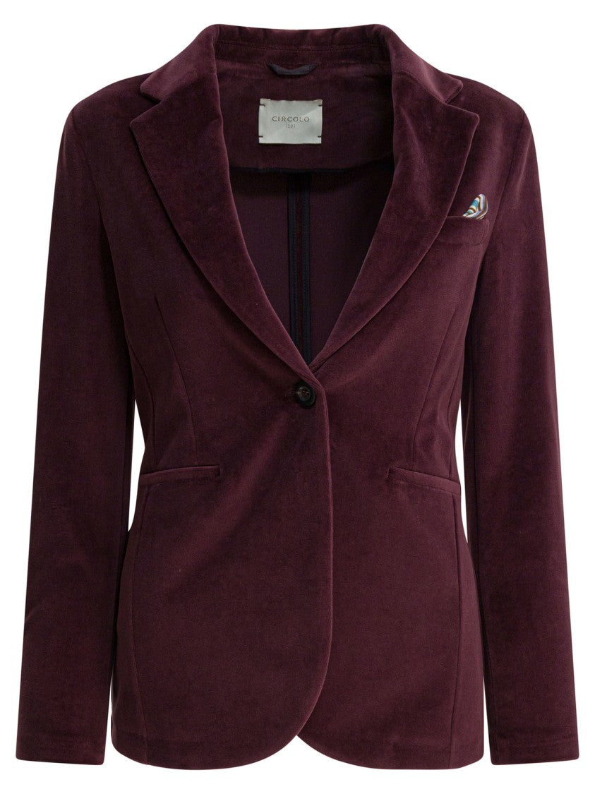 Circolo 1901 Bordeaux Velvet Texture Jacket With Tailored Fit