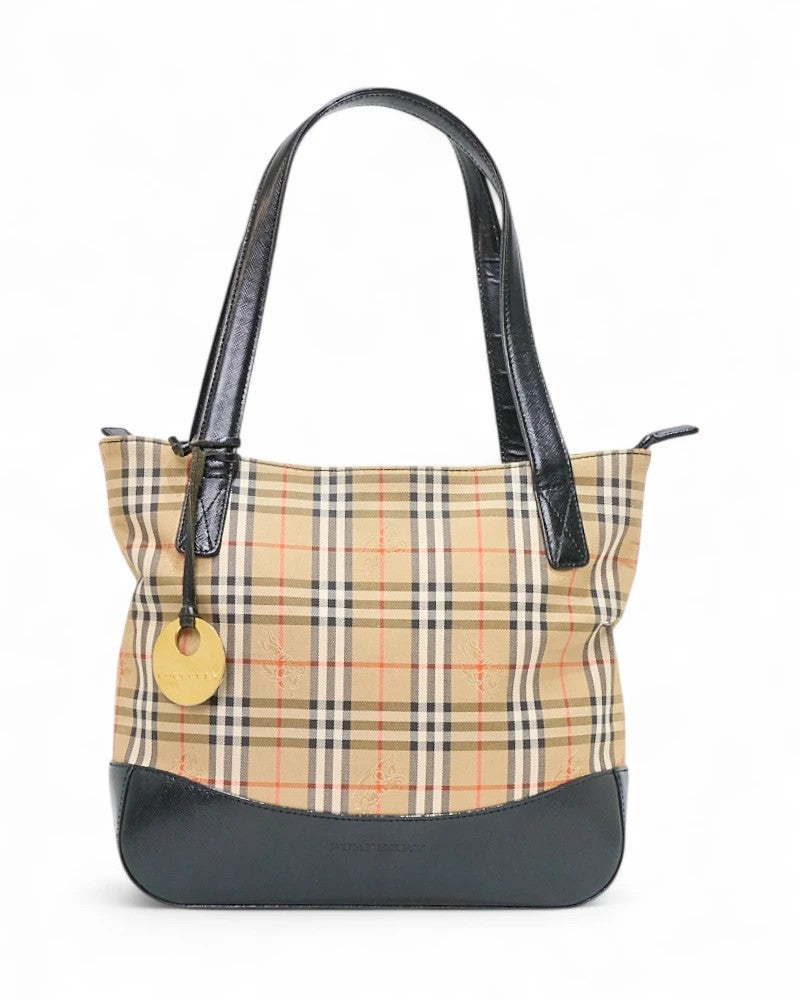 Burberry Tote Medium Check Saffiano Black