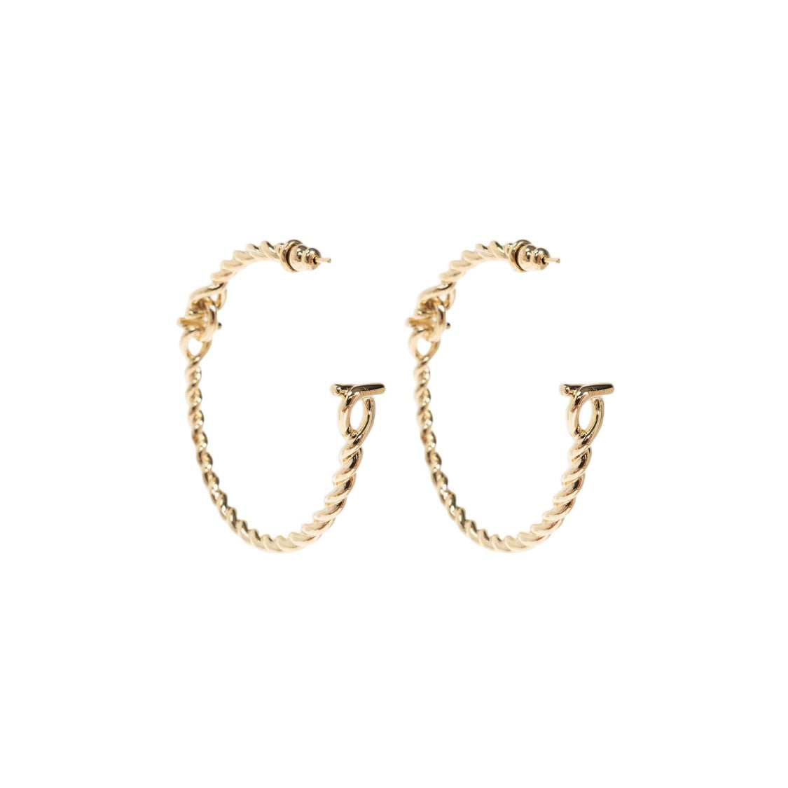 Salvatore Ferragamo Gold Torchon Weave Brass Hook Earrings