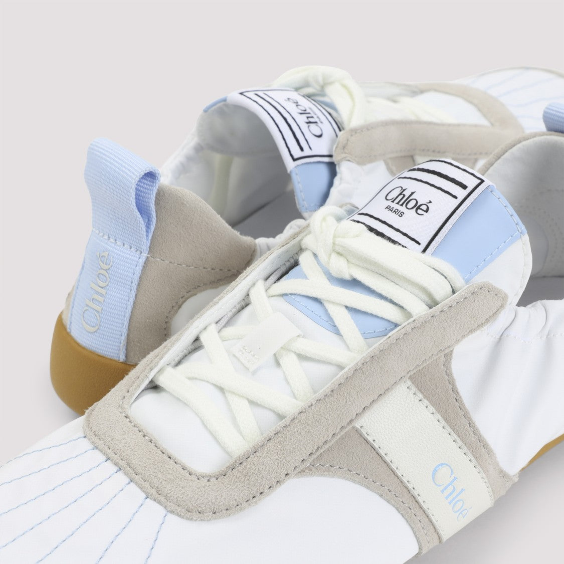 Chloé Dreamy Blue Leather Kick Sneakers With Signature Logo