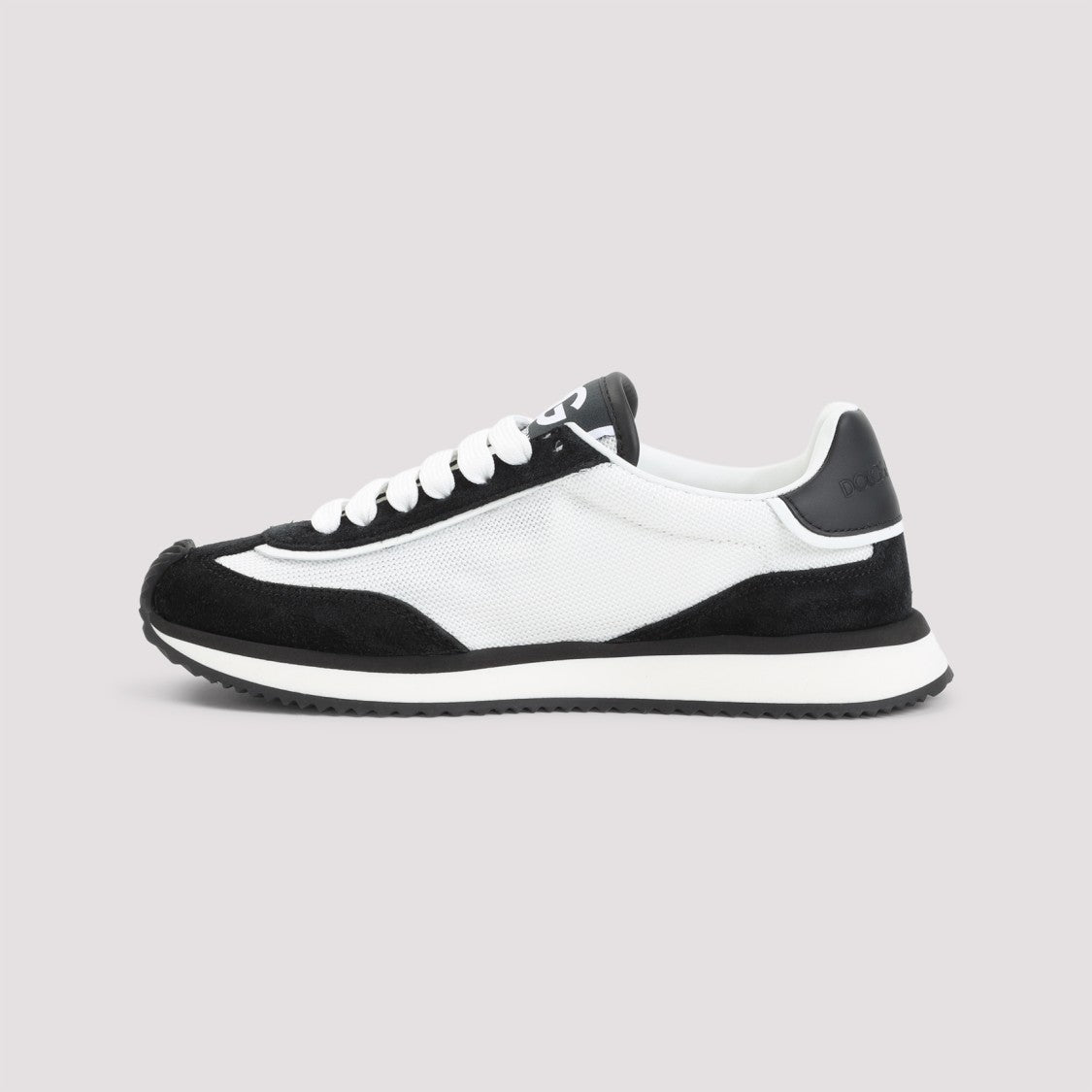 Dolce & Gabbana White Black Calf Leather Sneakers