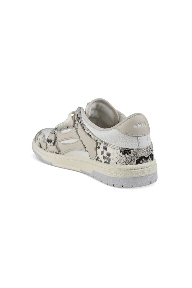 Amiri Low-Rise Beige And White Sneakers With Python-Effect Inserts