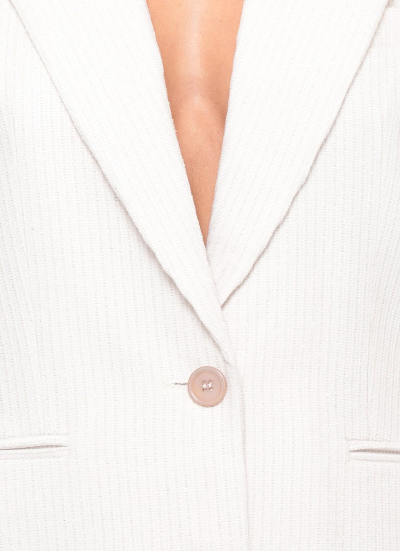 Peserico Ivory Peak Lapel Metallic Blazer