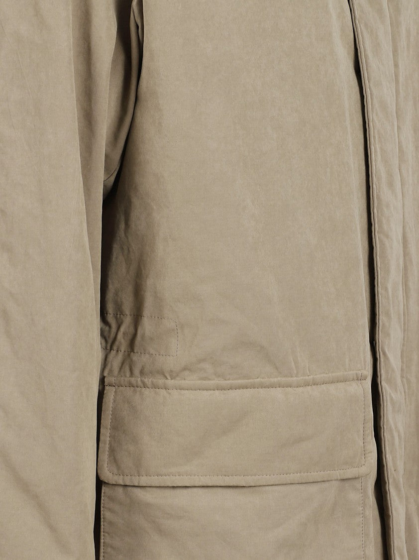 Herno Hooded Dove Grey Coat With Concealed Front Closure