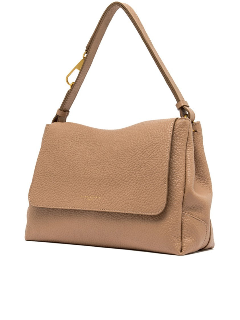 Gianni Chiarini Cecile Medium Beige Pebbled Leather Handbag
