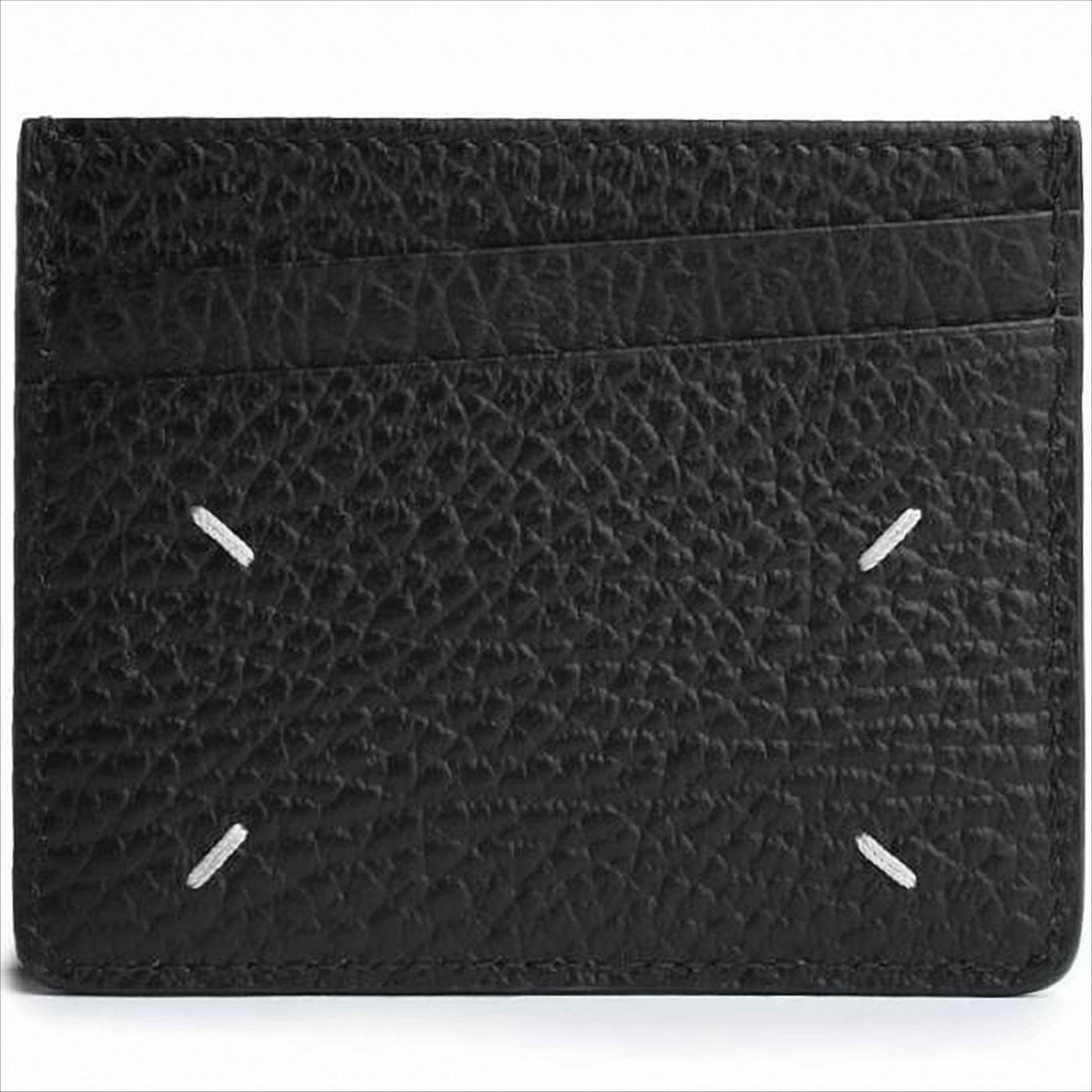 Maison Margiela Textured Black Calf Leather Wallet With Signature Stitching