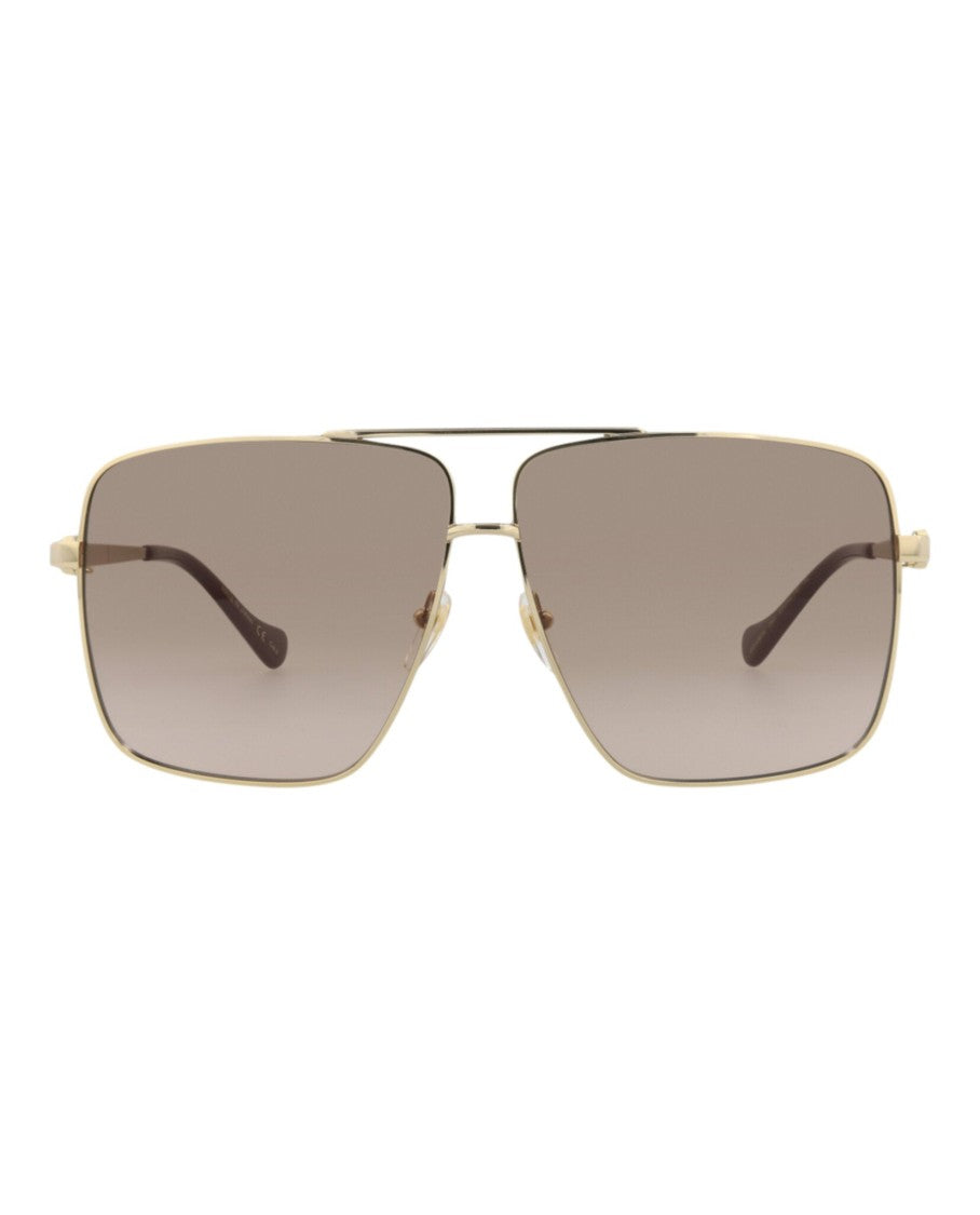 Gucci Aviator-Frame Metal Sunglasses With Gradient Lenses And Signature Logo