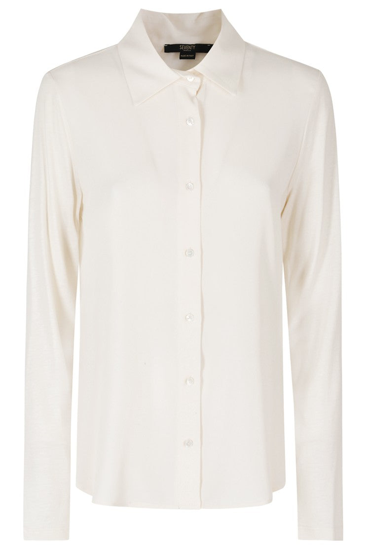 Seventy Cream Classic Collar Silk-Blend Shirt