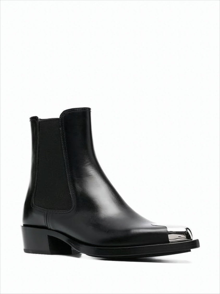 Alexander Mcqueen Ankle Boots With Metallic Cap