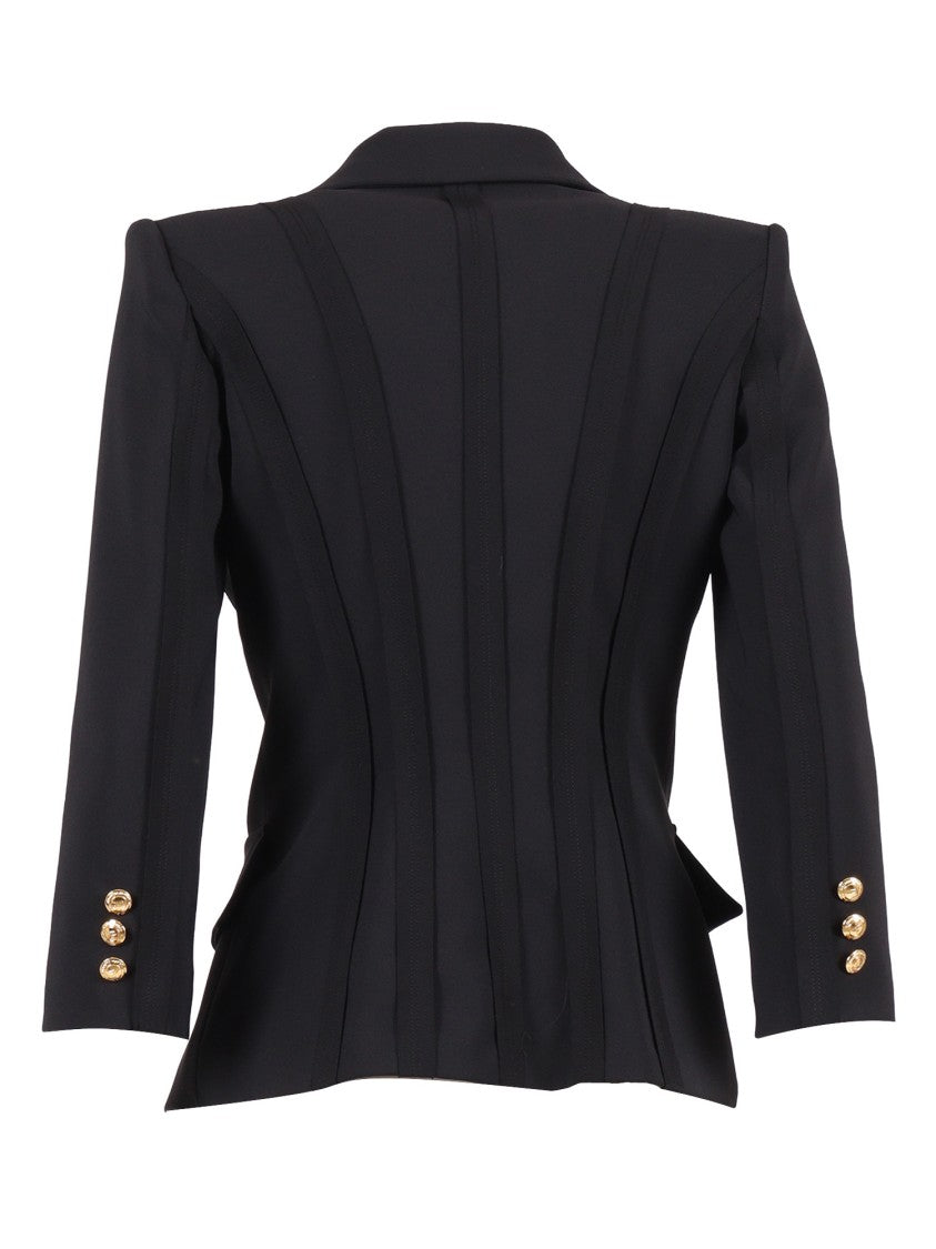 Elisabetta Franchi Structured Double Breasted Shoulder Blazer