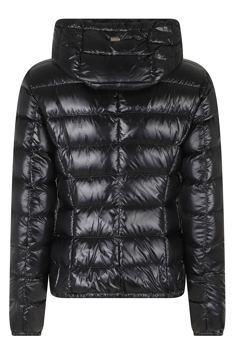Herno Black Giada High Neck Removable Hood Polyamide Down Jacket