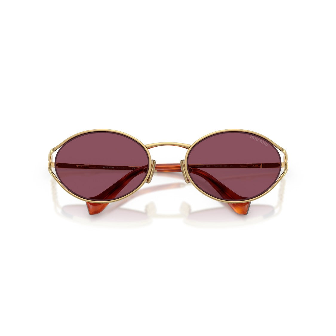 Miu Miu 0Mu 52Ys Burgundy Lens Oval Sunglasses