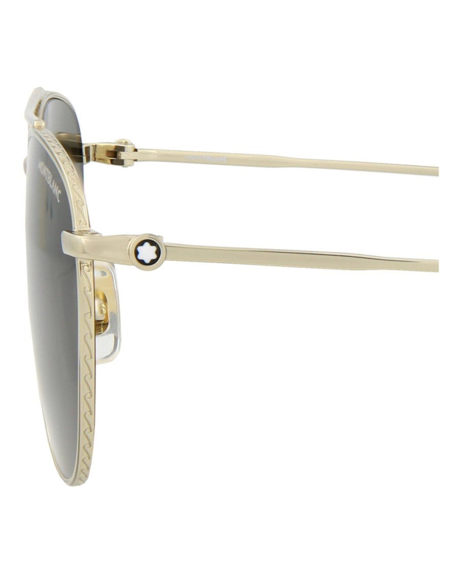 Montblanc Aviator-Frame Metal Sunglasses With Adjustable Nose Pads