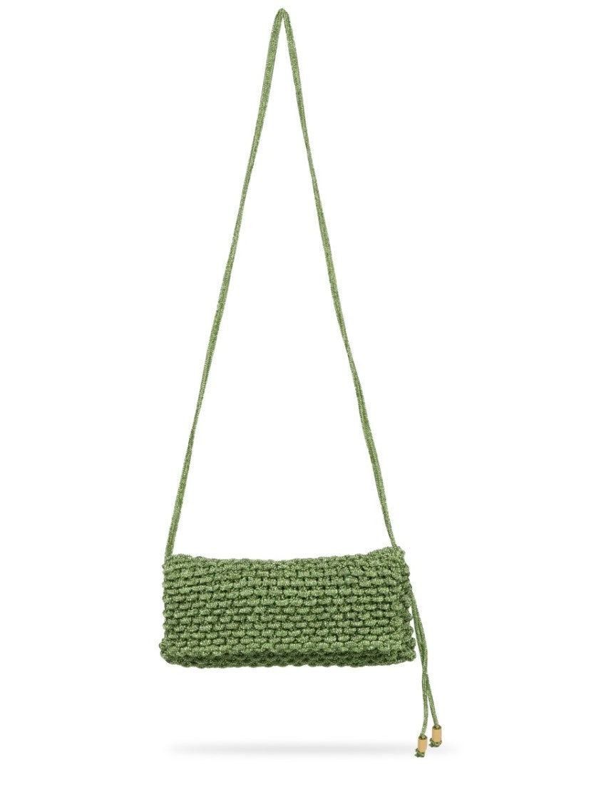 Hibourama Textured Woven Resin Handbag In Muted Green