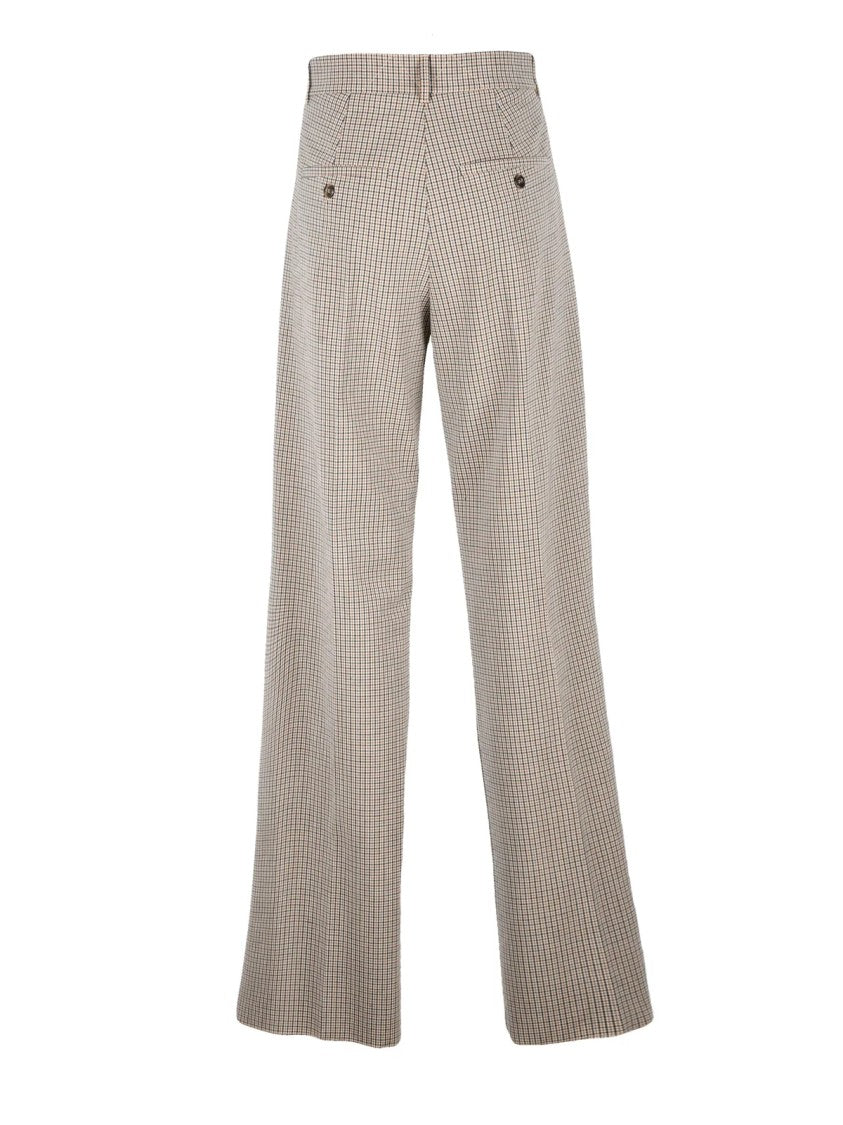 Marella Sport Tailored Straight-Leg Trousers With Subtle Checkered Pattern