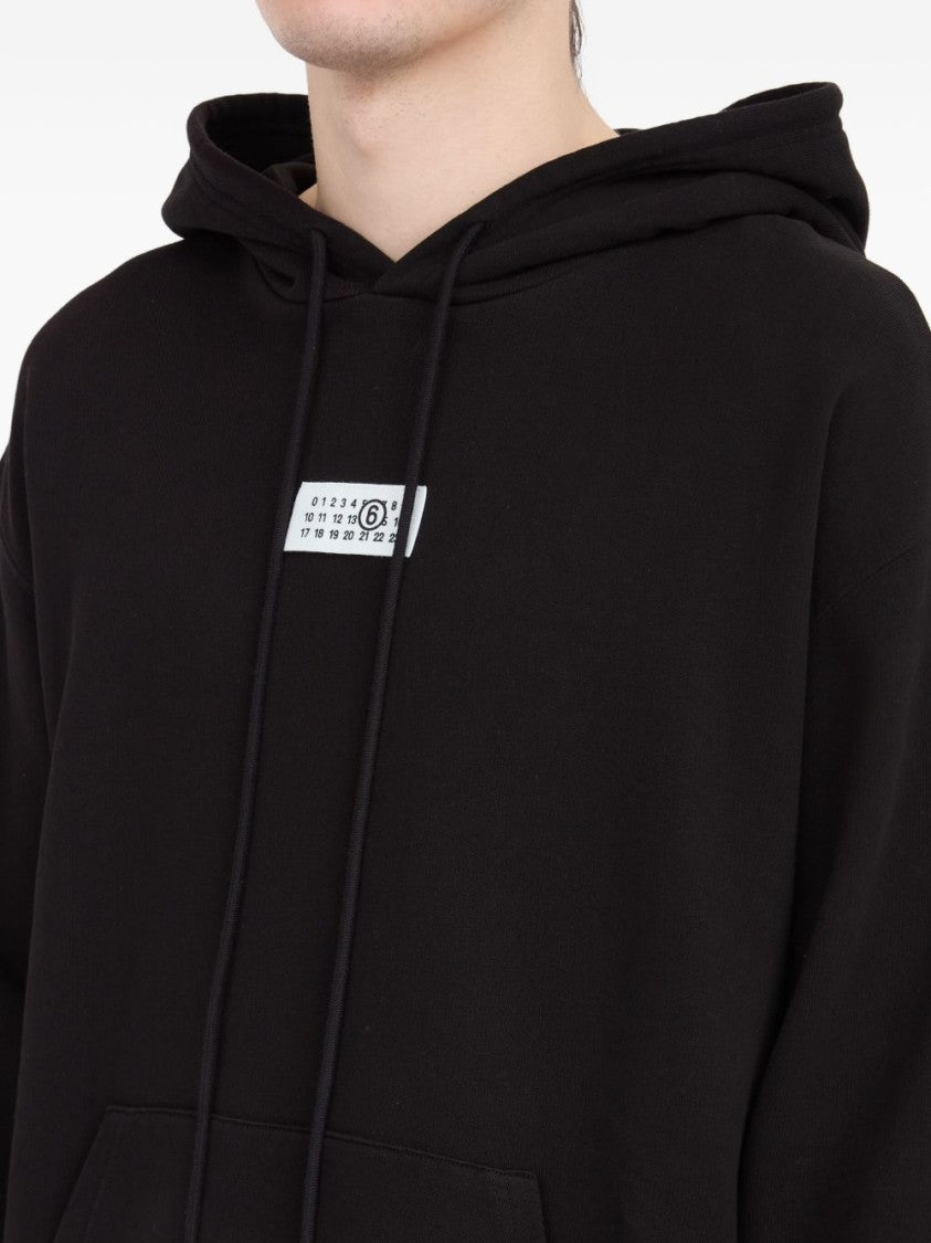 Mm6 By Maison Margiela Black Front Pouch Logo Hoodie