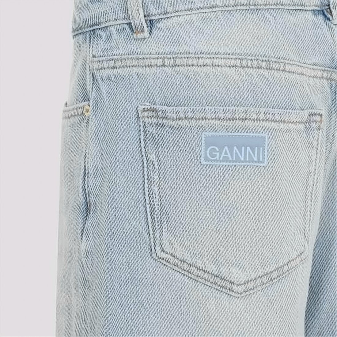 Ganni Light Wash Wide-Leg Denim Pants With Vintage Appeal